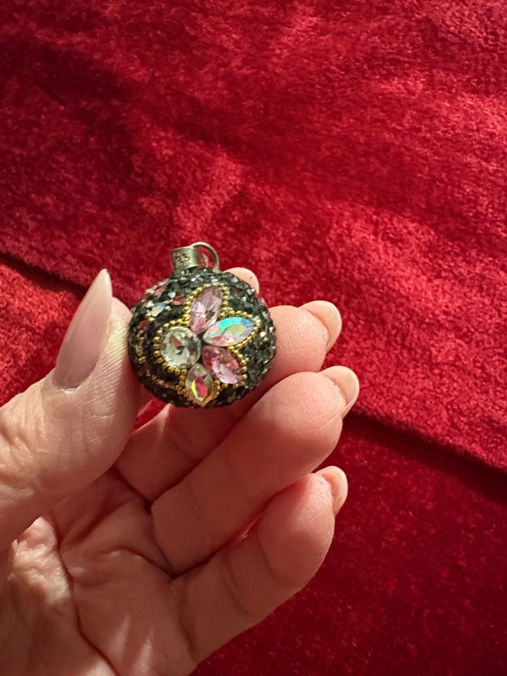 Floral Crystal Pavé Pendant Pink Multicolor Swarovski Crystal jingles